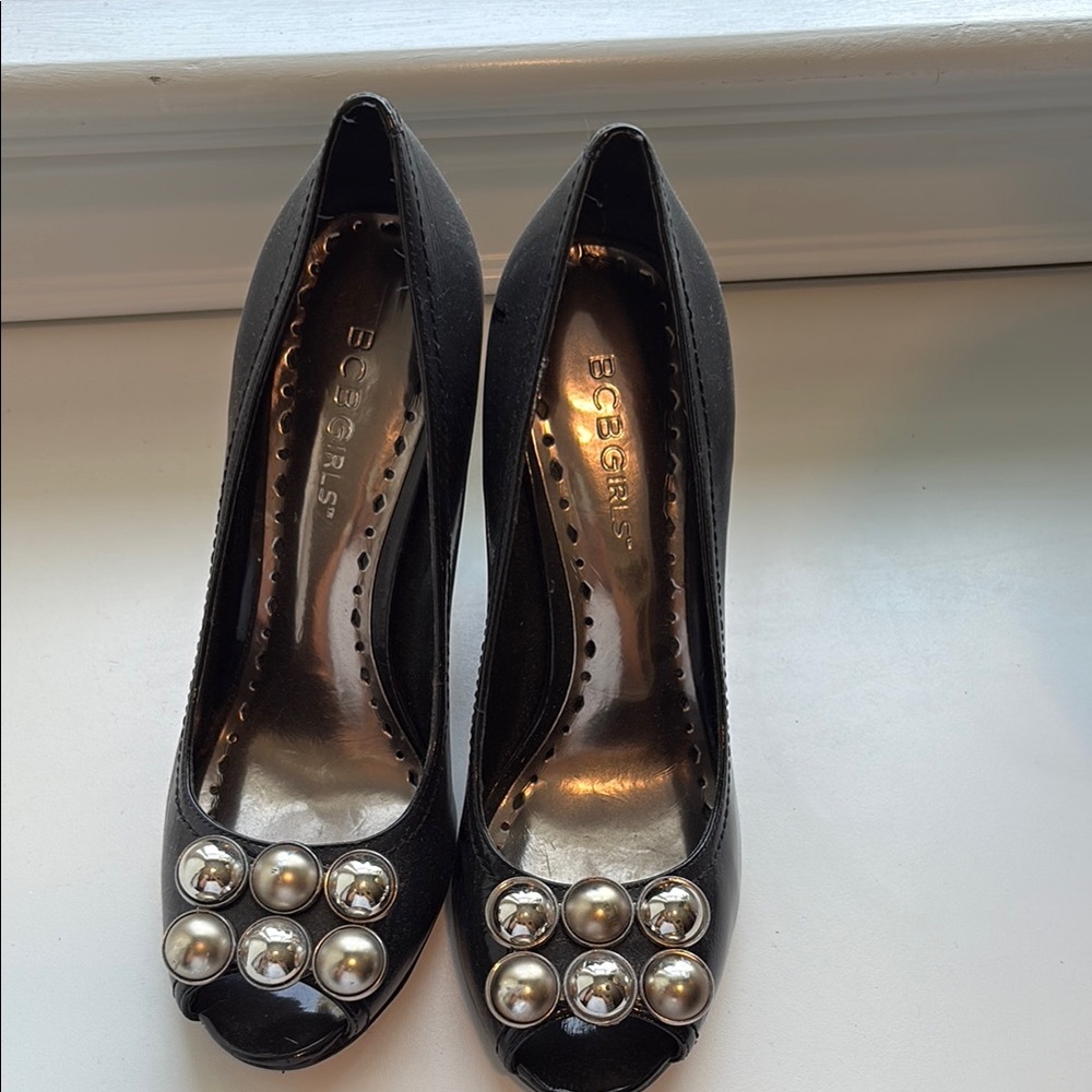 BCBGirls Black Heels with Metallic Studs